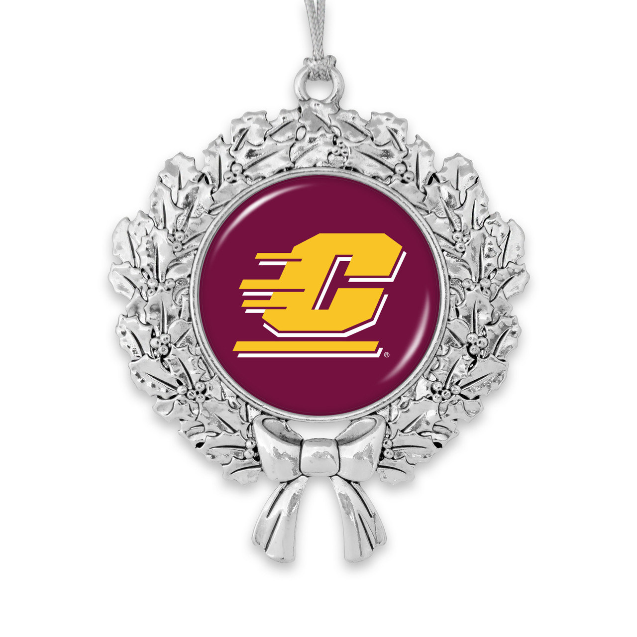 Central Michigan Chippewas Christmas Ornament- Wreath with Team Logo