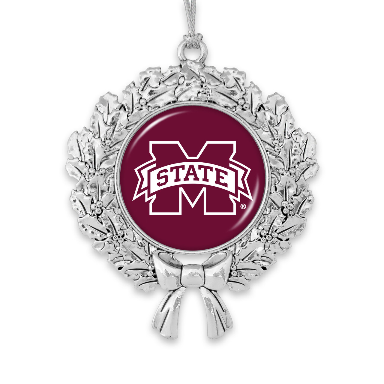 Mississippi State Bulldogs Christmas Ornament- Wreath with Team Logo