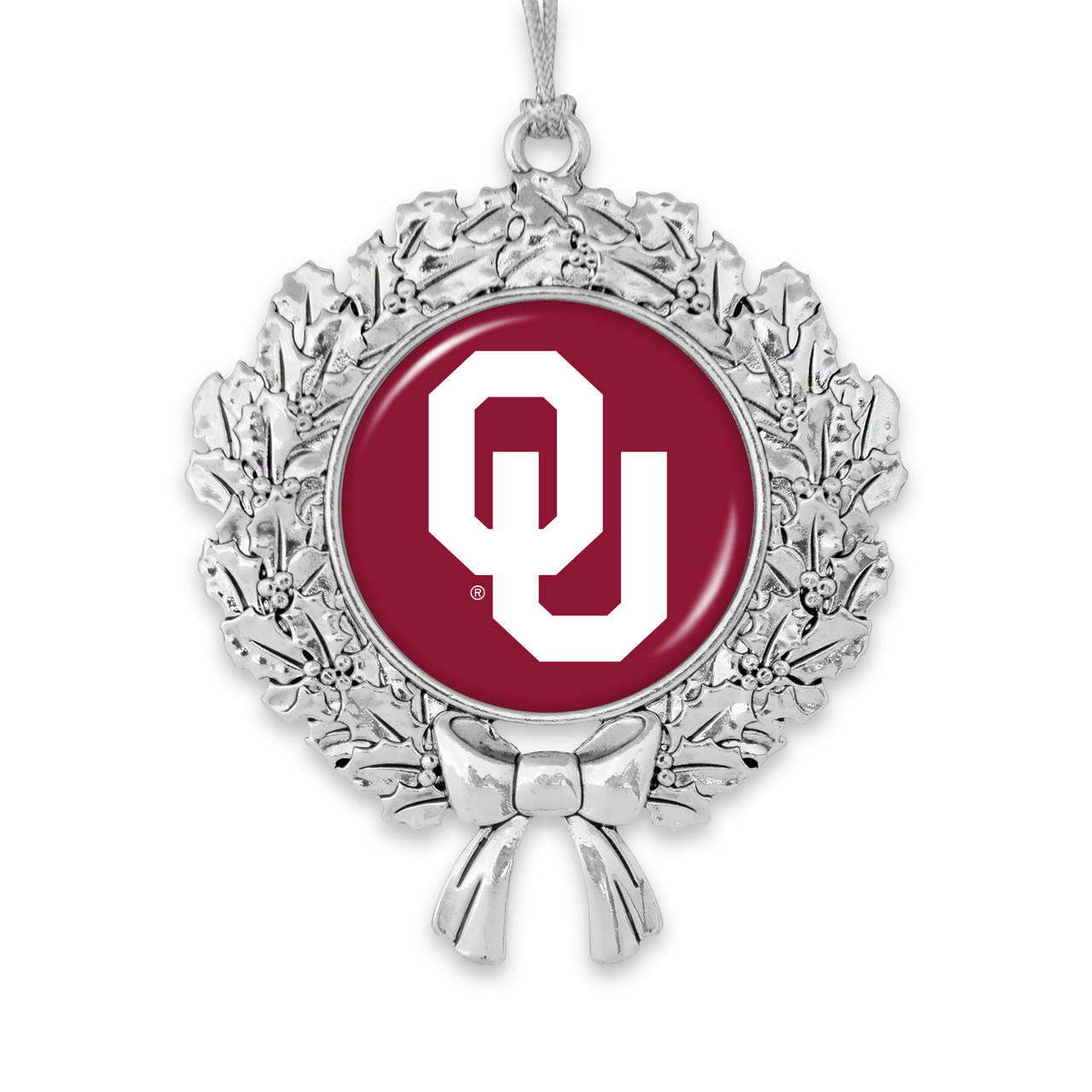 Oklahoma Sooners Christmas Ornament- Wreath with Team Logo