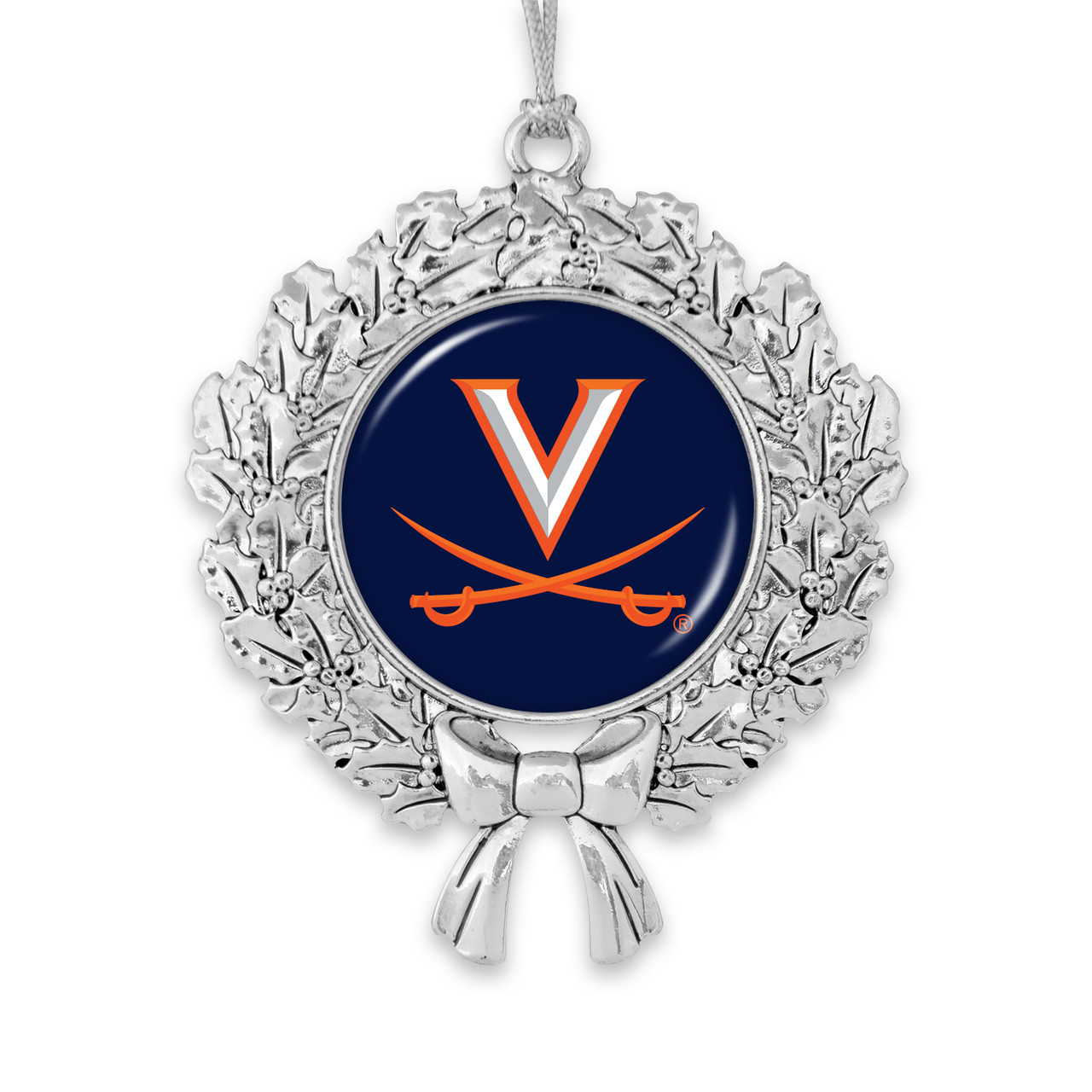 Virginia Cavaliers Christmas Ornament- Wreath with Team Logo