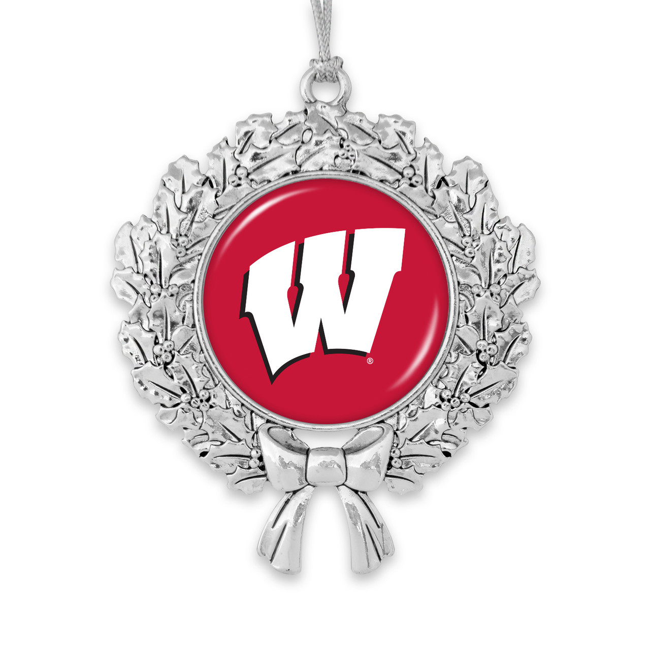 Wisconsin Badgers Christmas Ornament- Wreath with Team Logo