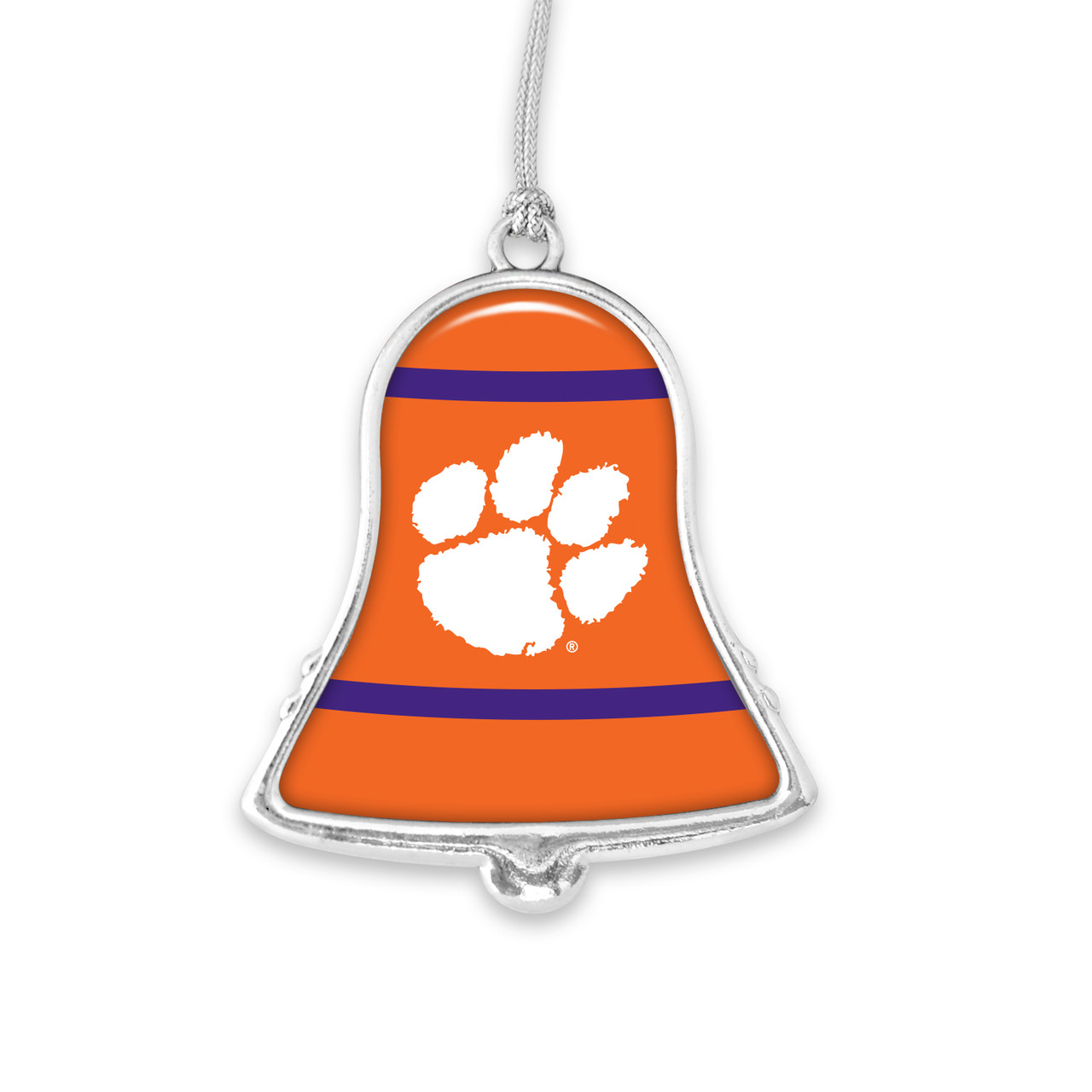 Clemson Tigers Christmas Ornament- Bell with Team Logo Stripes