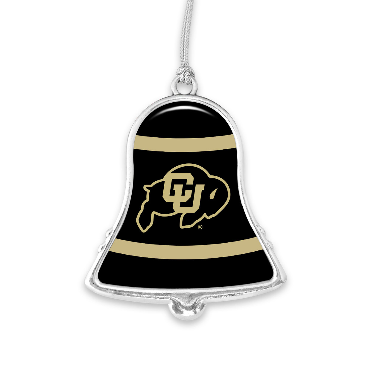 Colorado Buffaloes Christmas Ornament- Bell with Team Logo Stripes