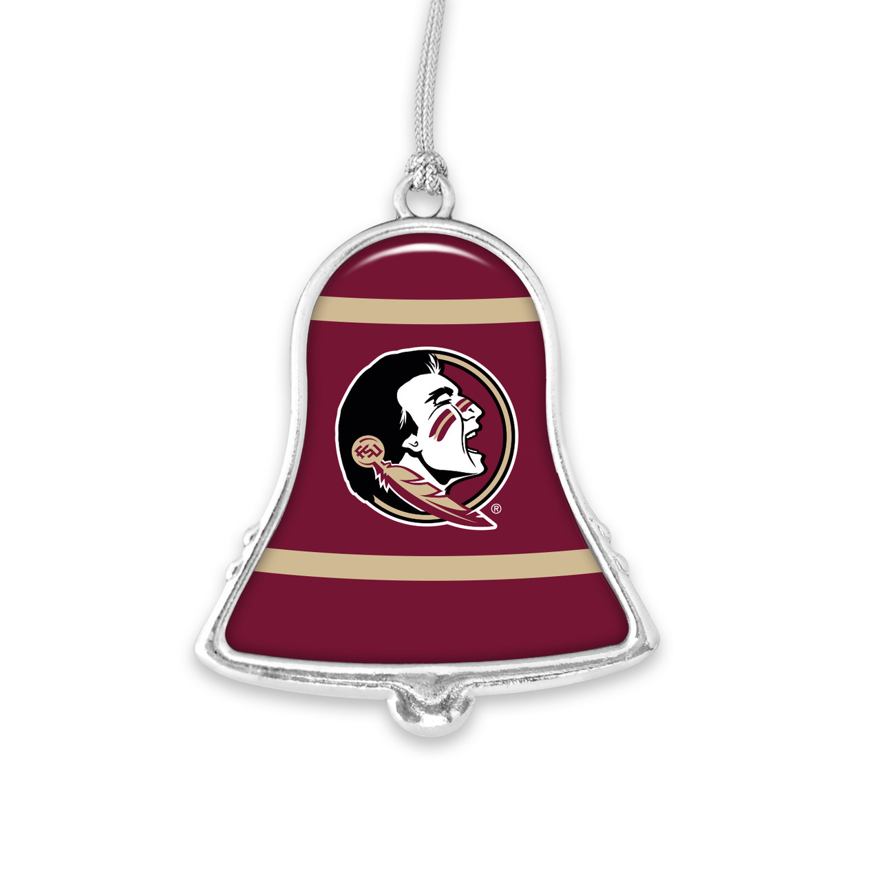 Florida State Seminoles Christmas Ornament- Bell with Team Logo Stripes