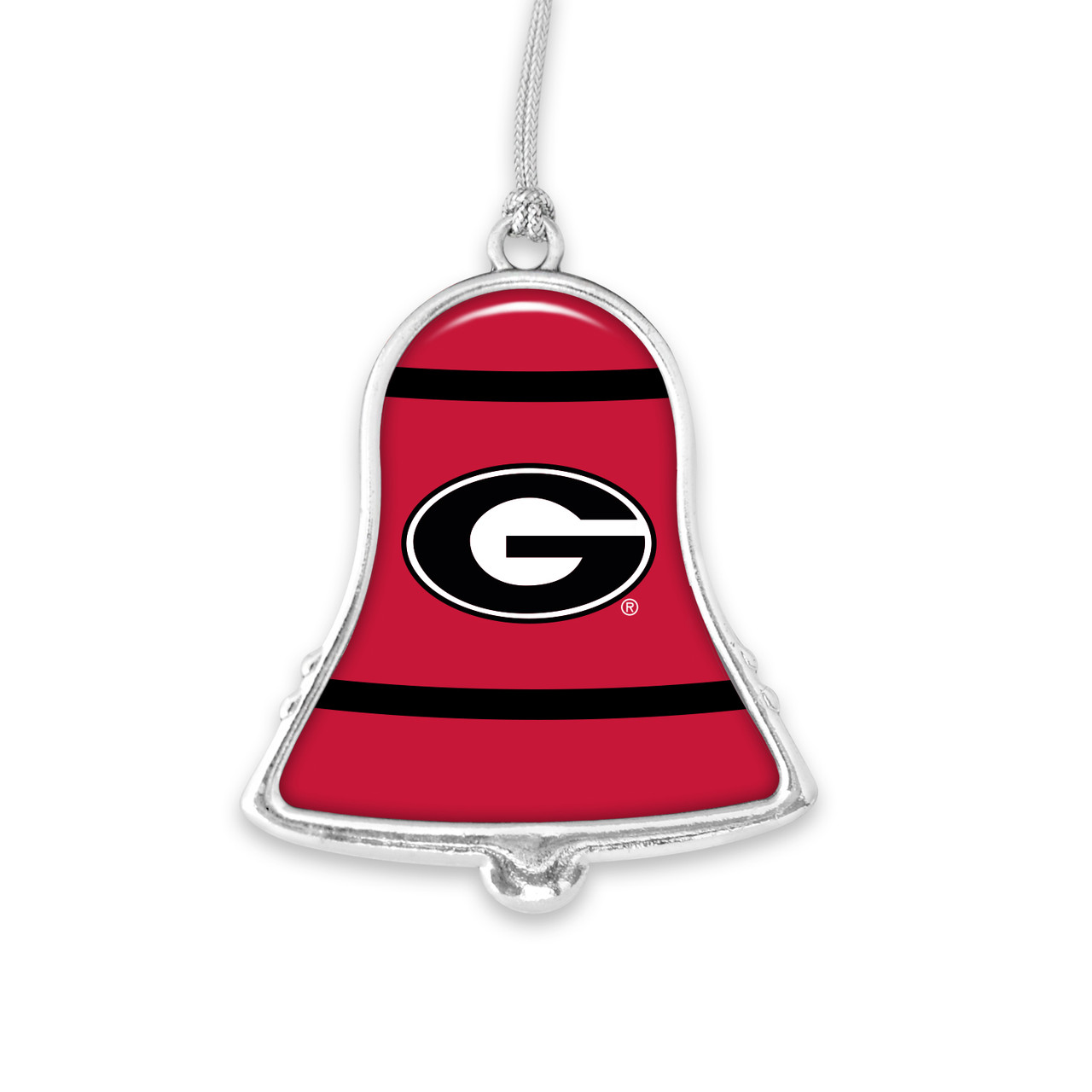 Georgia Bulldogs Christmas Ornament- Bell with Team Logo Stripes