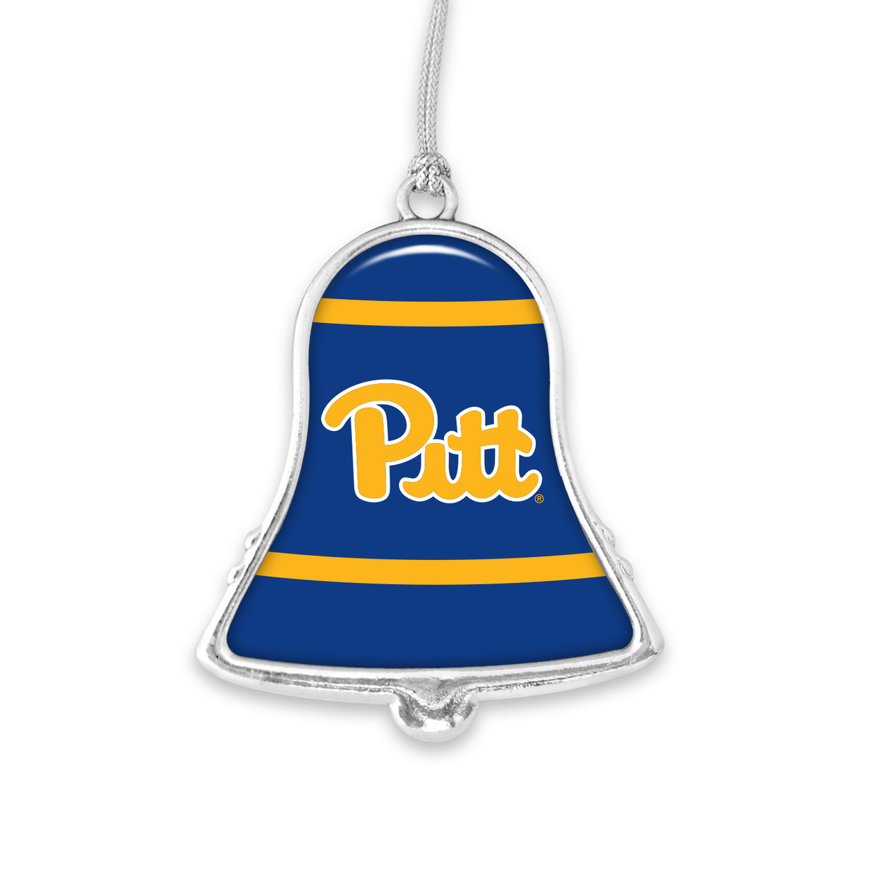 Pittsburgh Panthers Christmas Ornament- Bell with Team Logo Stripes