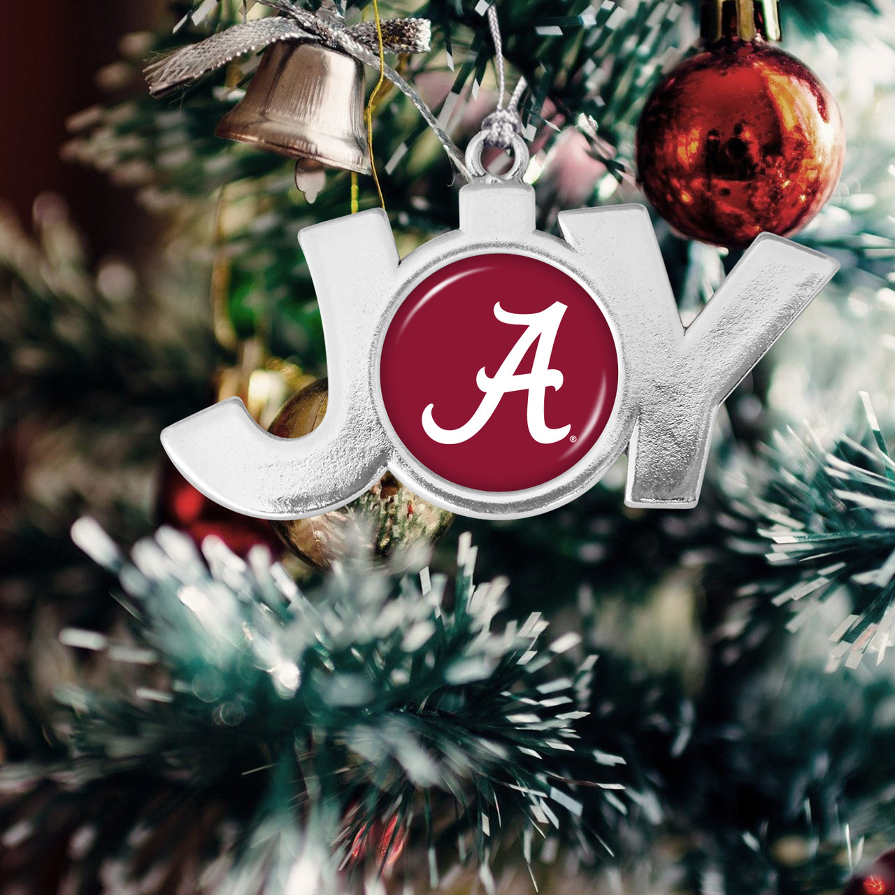 Alabama Crimson Tide Christmas Ornament- Joy with Team Logo