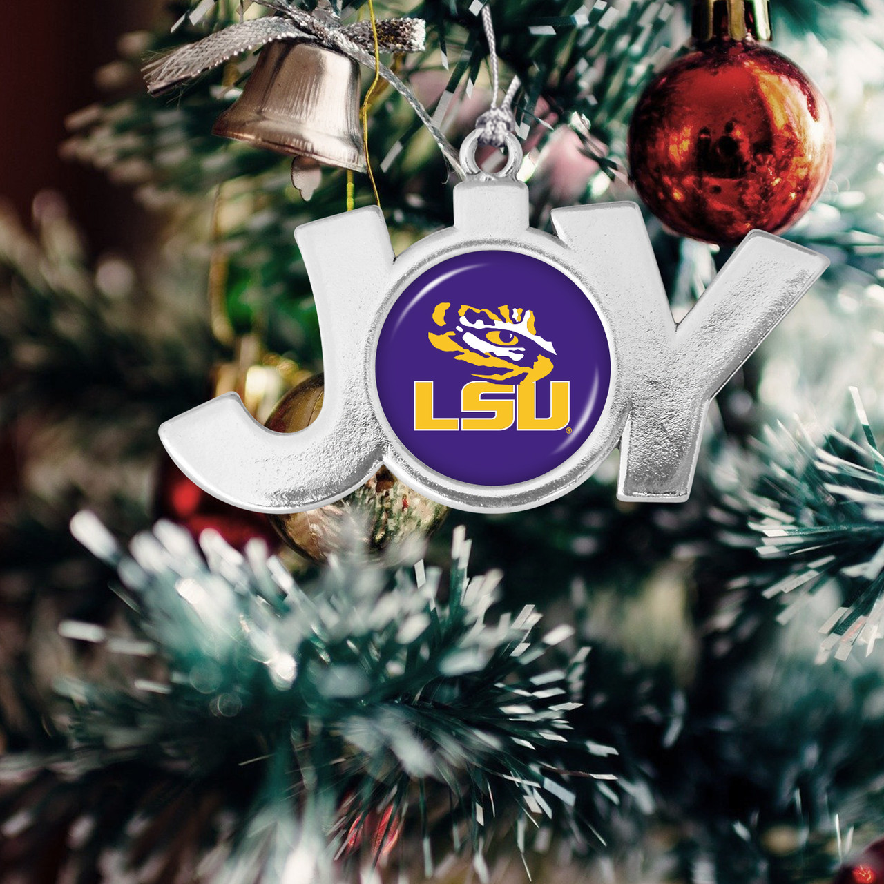 LSU Tigers Christmas Ornament- Joy with Team Logo