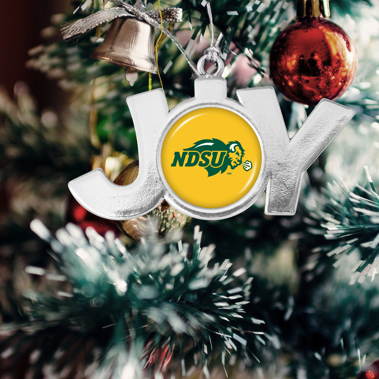 North Dakota State Bison Christmas Ornament- Joy with Team Logo