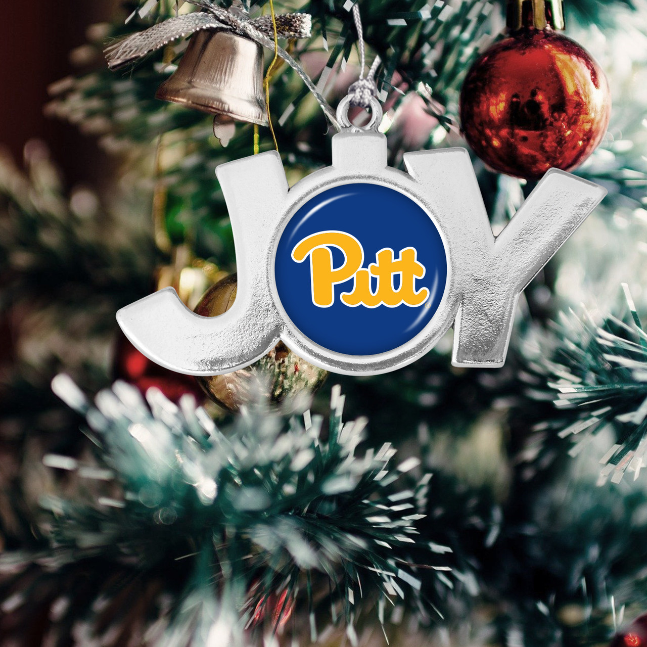 Pittsburgh Panthers Christmas Ornament- Joy with Team Logo