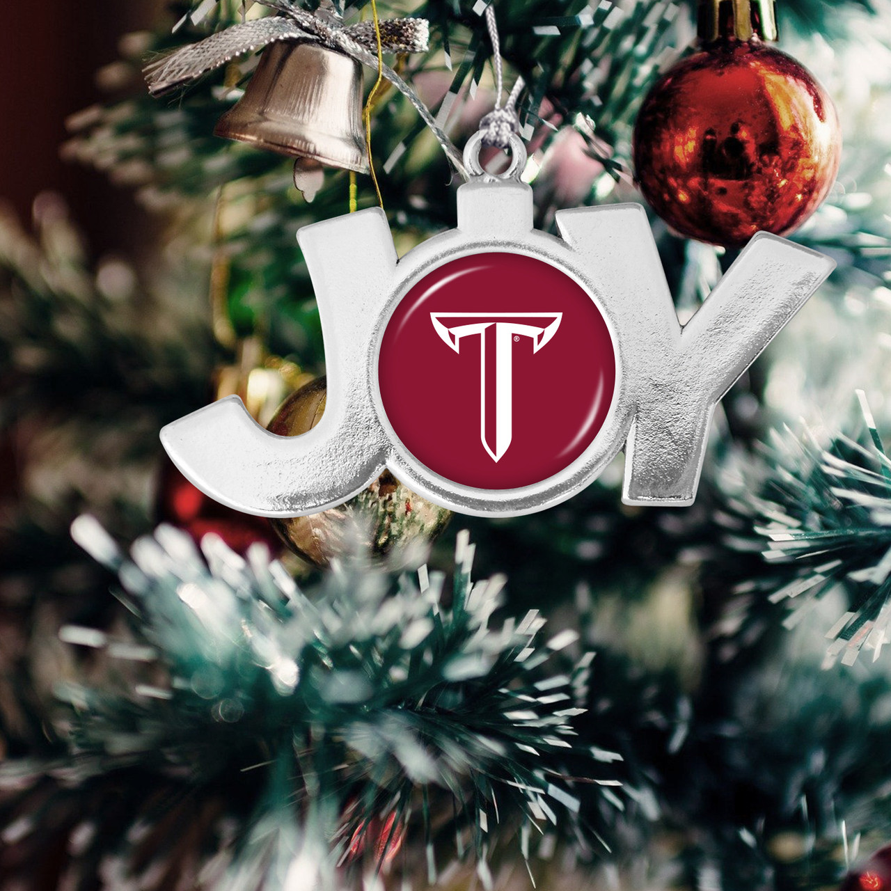 Troy Trojans Christmas Ornament- Joy with Team Logo