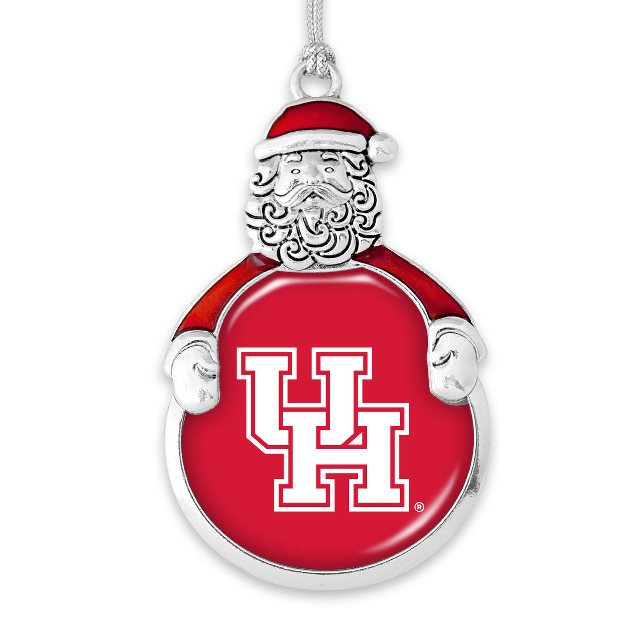 Houston Cougars Christmas Ornament- Santa with Team Logo