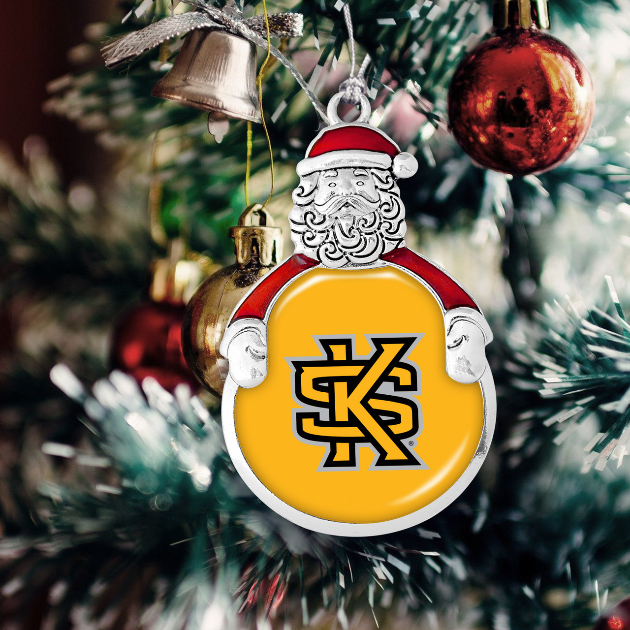 Kennesaw State Owls Christmas Ornament- Santa with Team Logo