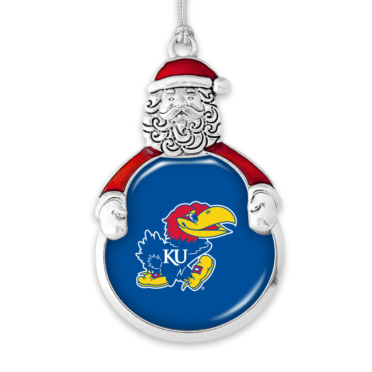 Kansas Jayhawks Christmas Ornament- Santa with Team Logo