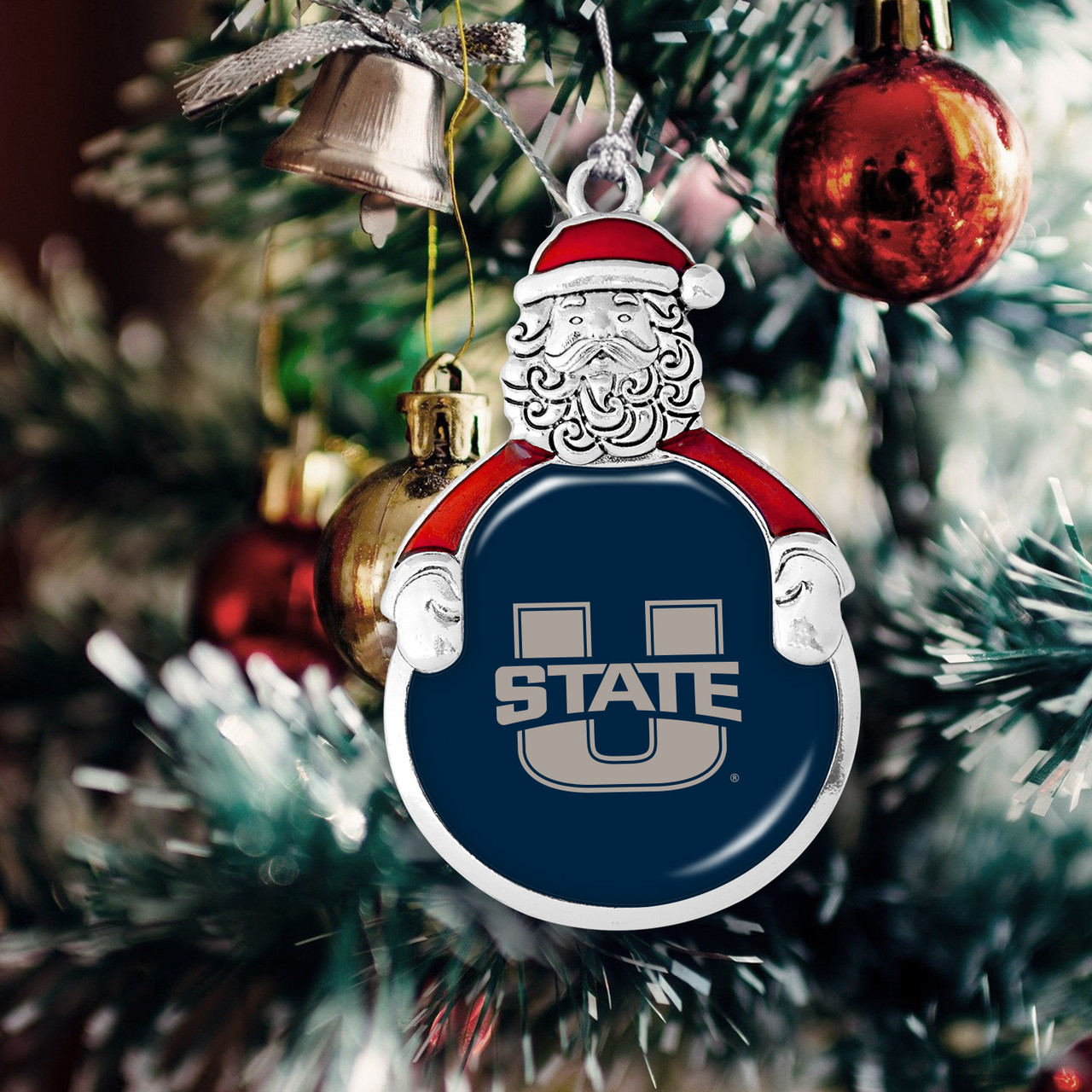 Utah State Aggies Christmas Ornament- Santa with Team Logo