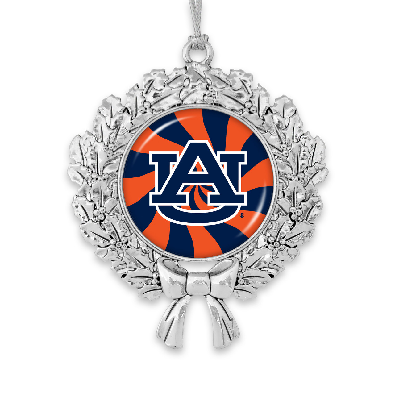 Auburn Tigers Christmas Ornament- Peppermint Wreath with Team Logo