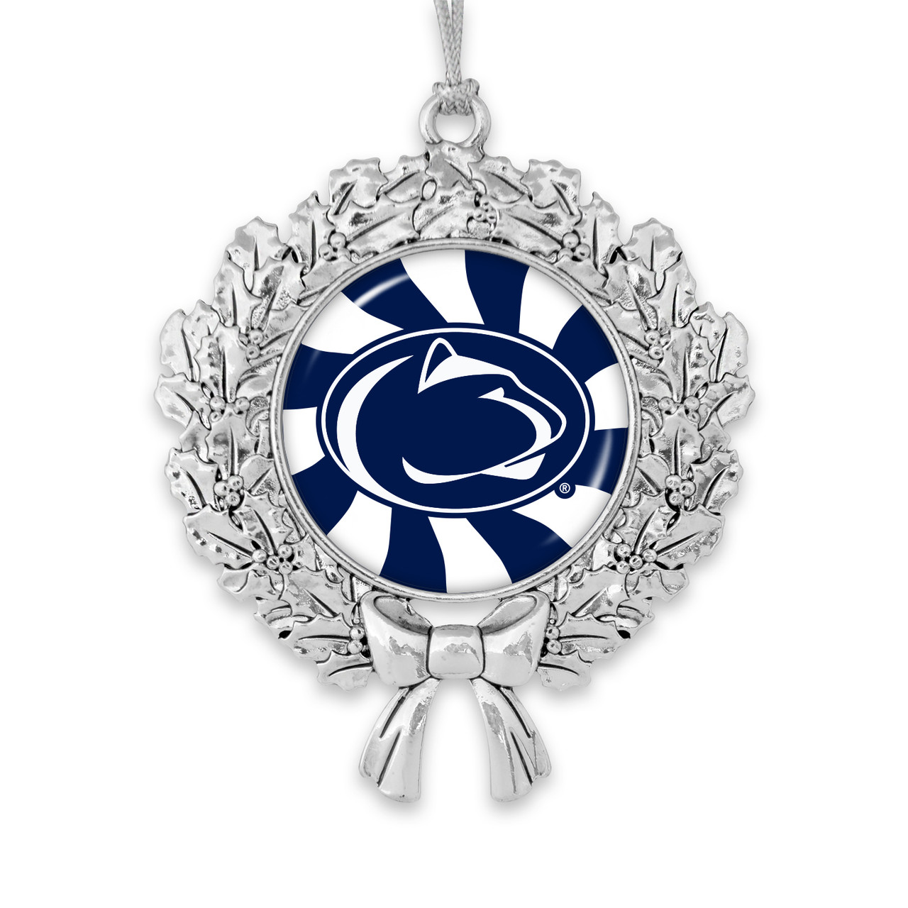 Penn State Nittany Lions Christmas Ornament- Peppermint Wreath with Team Logo