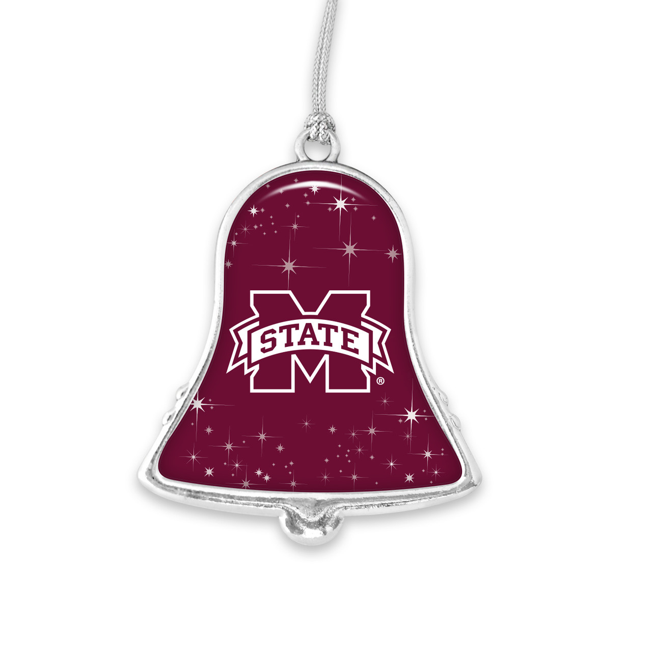 Mississippi State Bulldogs Christmas Ornament- Bell with Team Logo and Stars