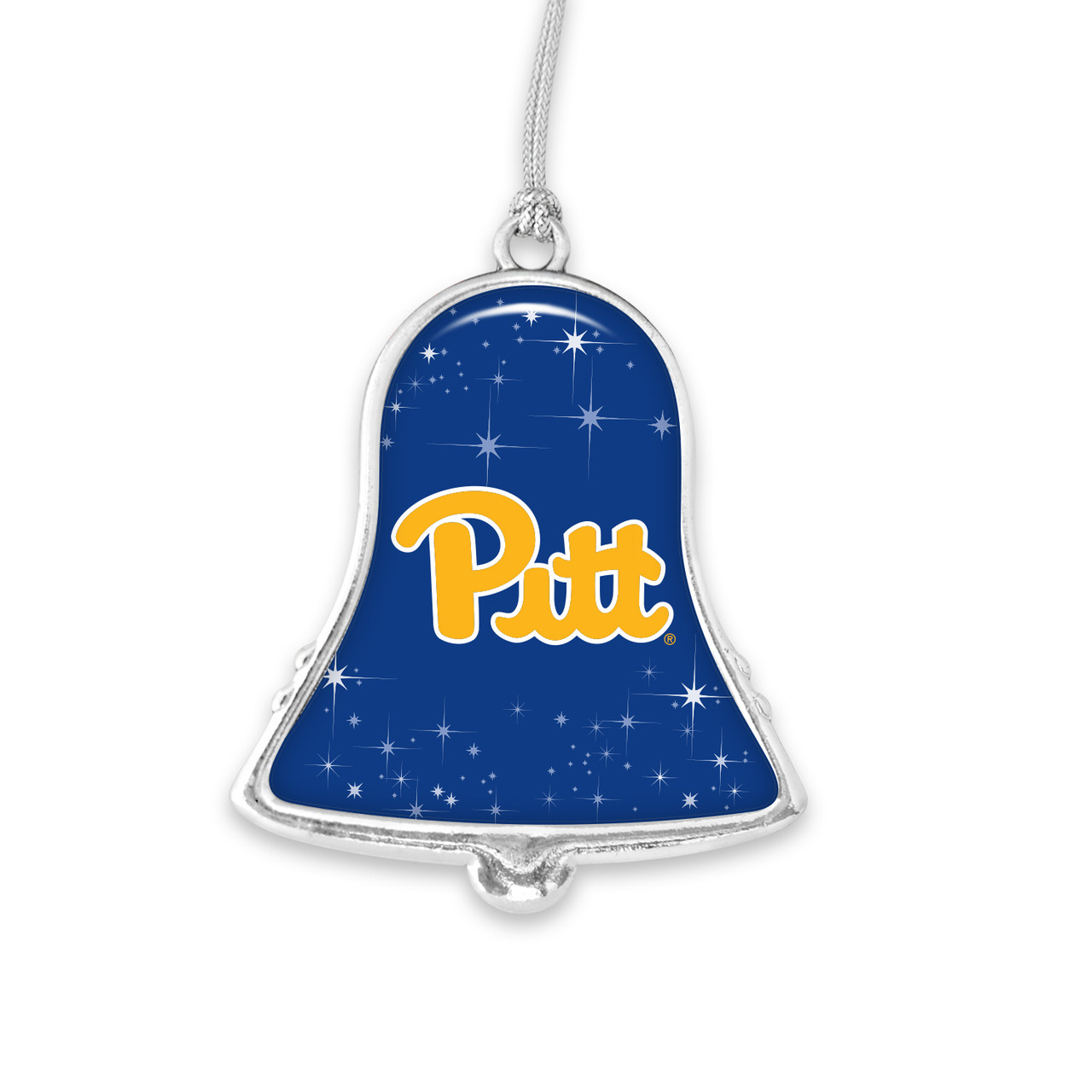 Pittsburgh Panthers Christmas Ornament- Bell with Team Logo and Stars