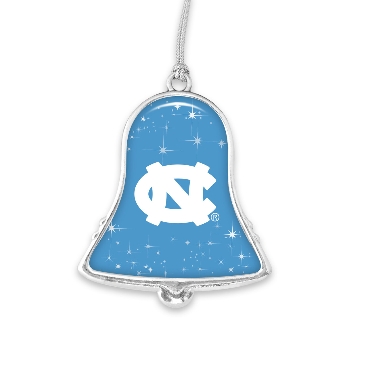 North Carolina Tar Heels Christmas Ornament- Bell with Team Logo and Stars