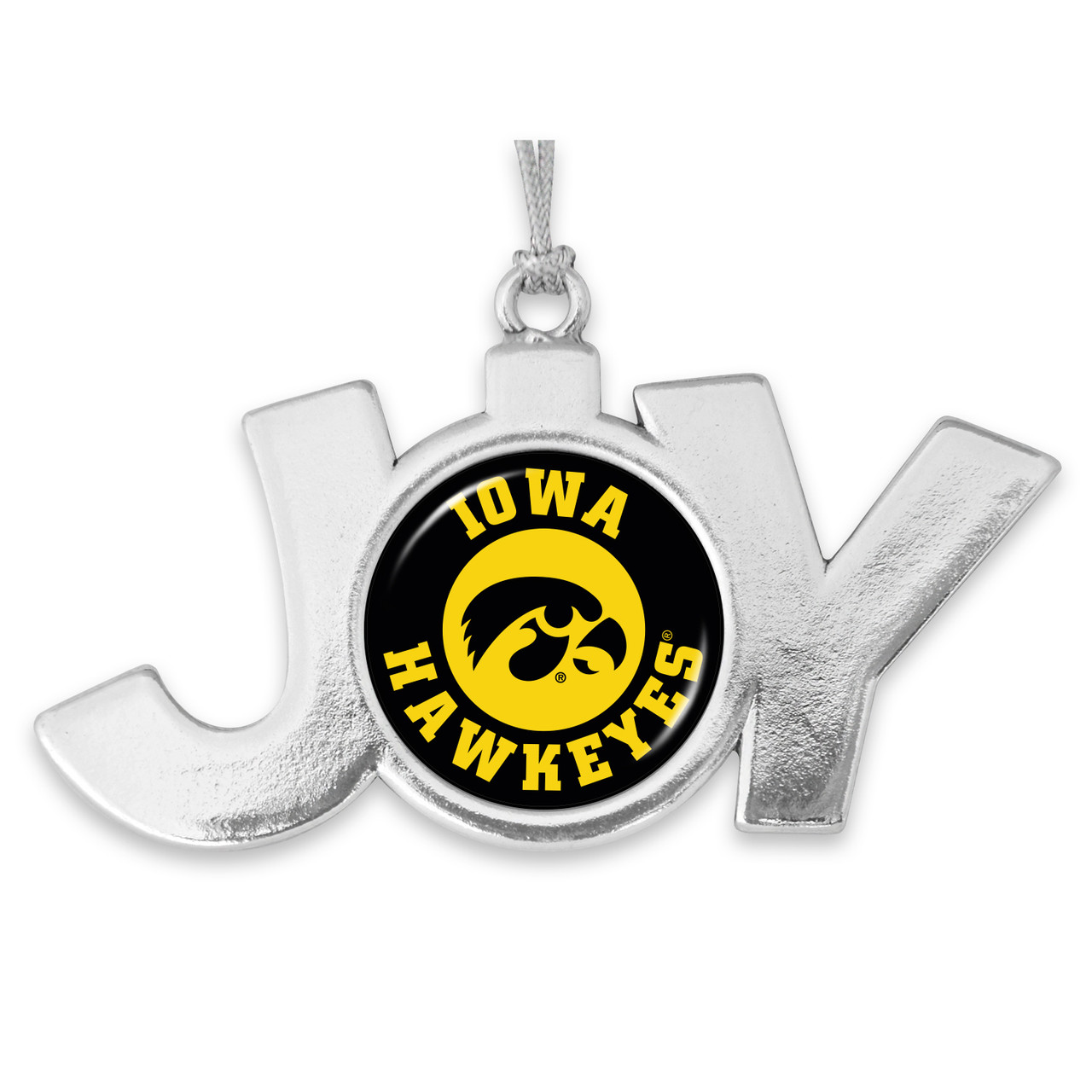 Iowa Hawkeyes Christmas Ornament- Joy with Circle Team Logo