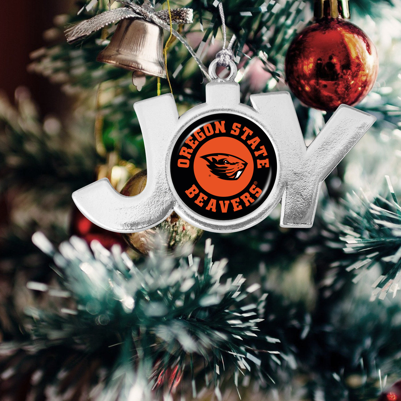 Oregon State Beavers Christmas Ornament- Joy with Circle Team Logo
