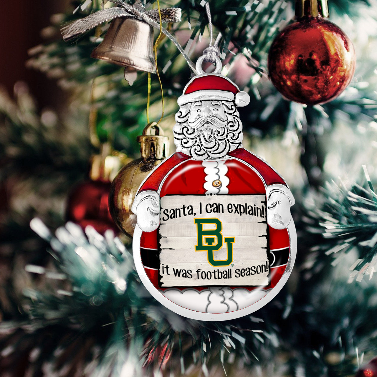 Baylor Bears Christmas Ornament- Santa,... Its Football Season