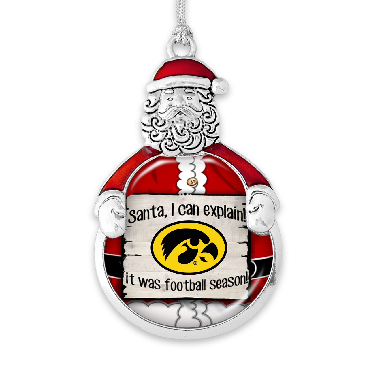Iowa Hawkeyes Christmas Ornament- Santa,... Its Football Season