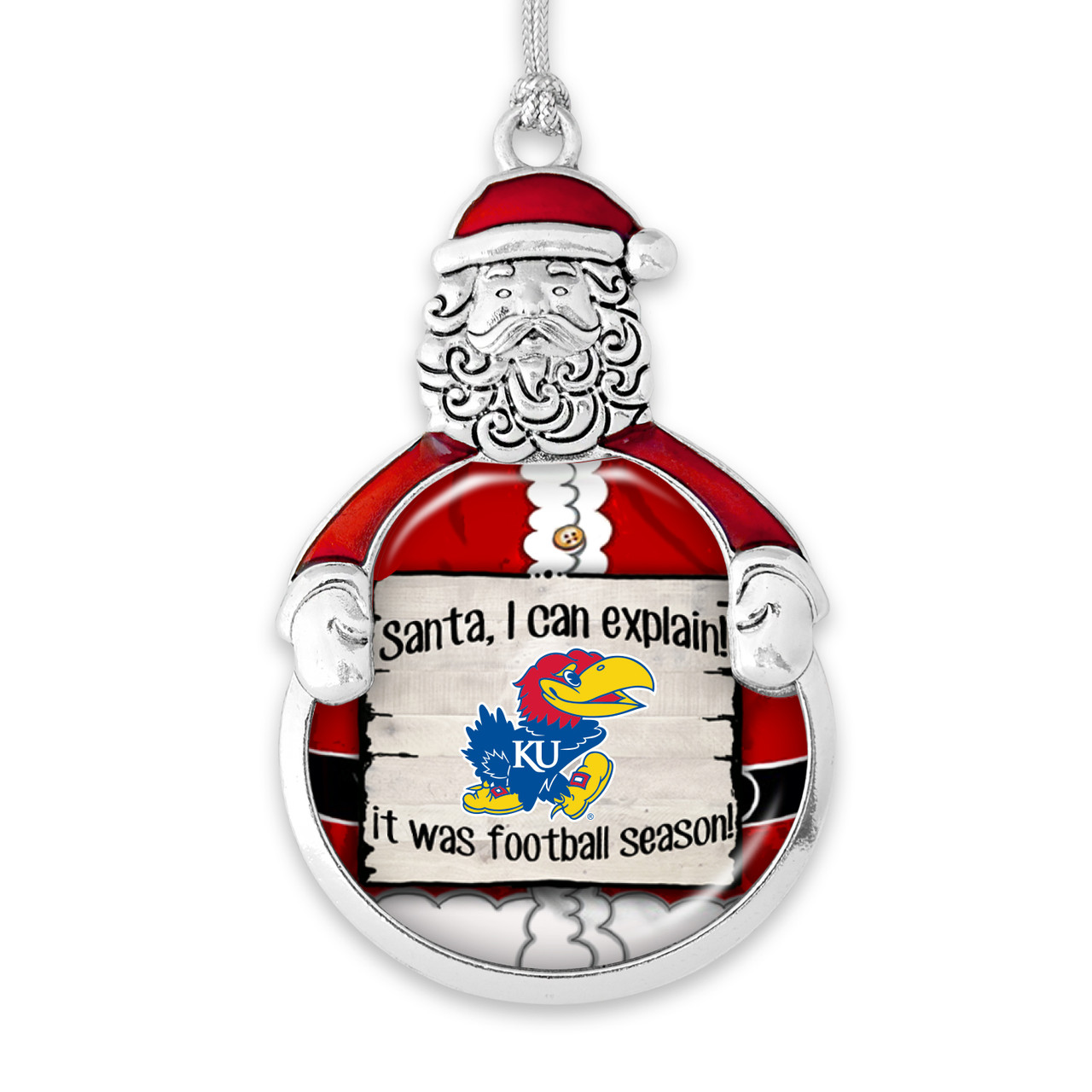 Kansas Jayhawks Christmas Ornament- Santa,... Its Football Season