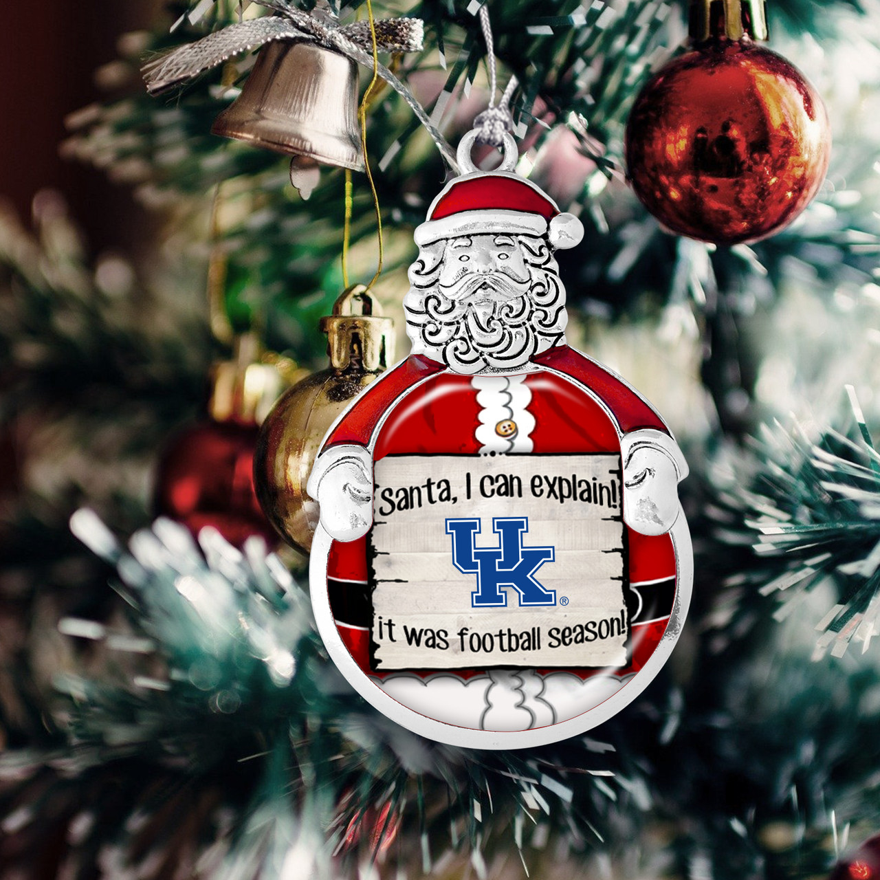 Kentucky Wildcats Christmas Ornament- Santa,... Its Football Season