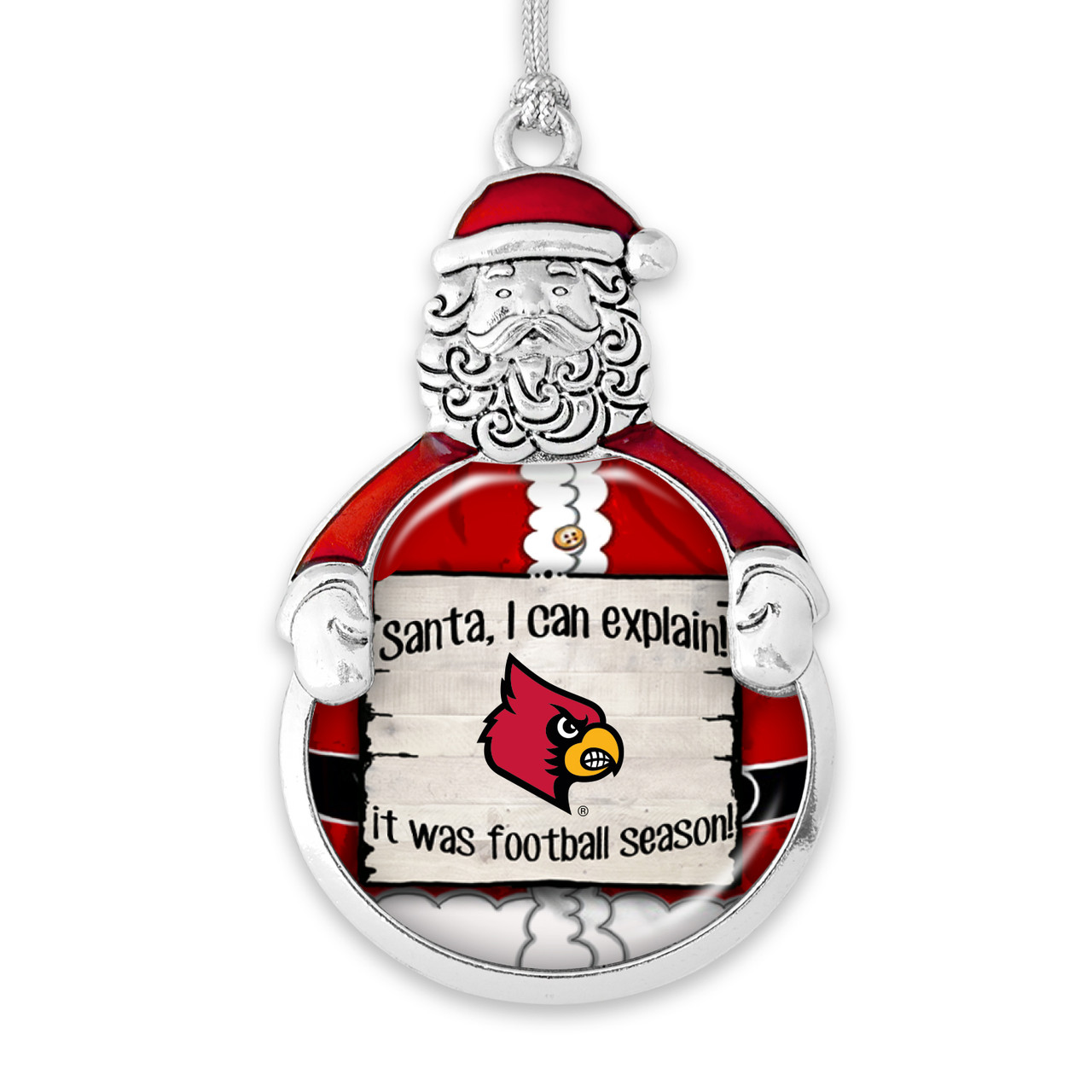 Louisville Cardinals Christmas Ornament- Santa,... Its Football Season