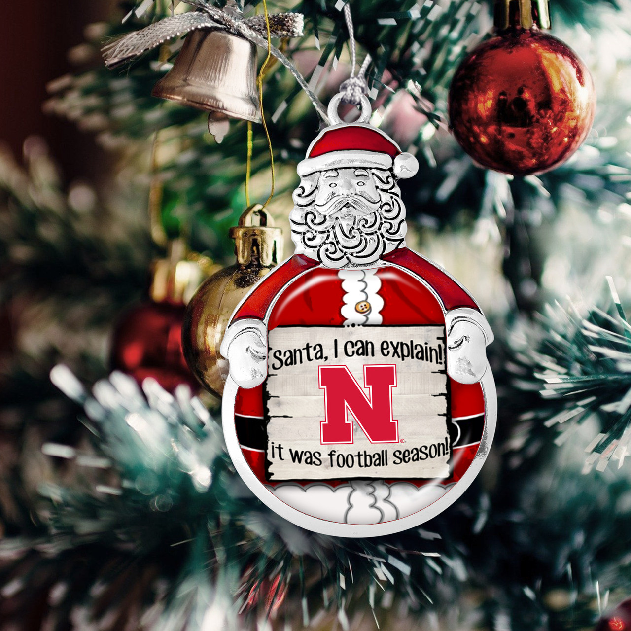 Nebraska Cornhuskers Christmas Ornament- Santa,... Its Football Season