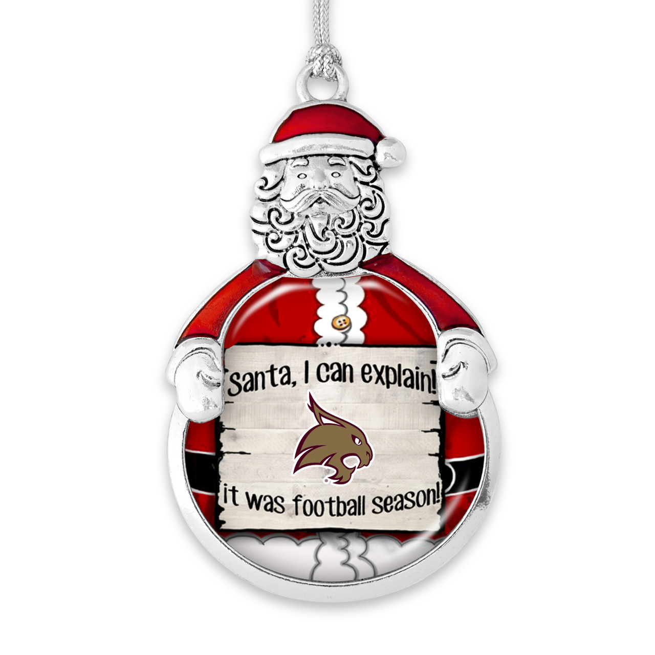 Texas State Bobcats Christmas Ornament- Santa,... Its Football Season