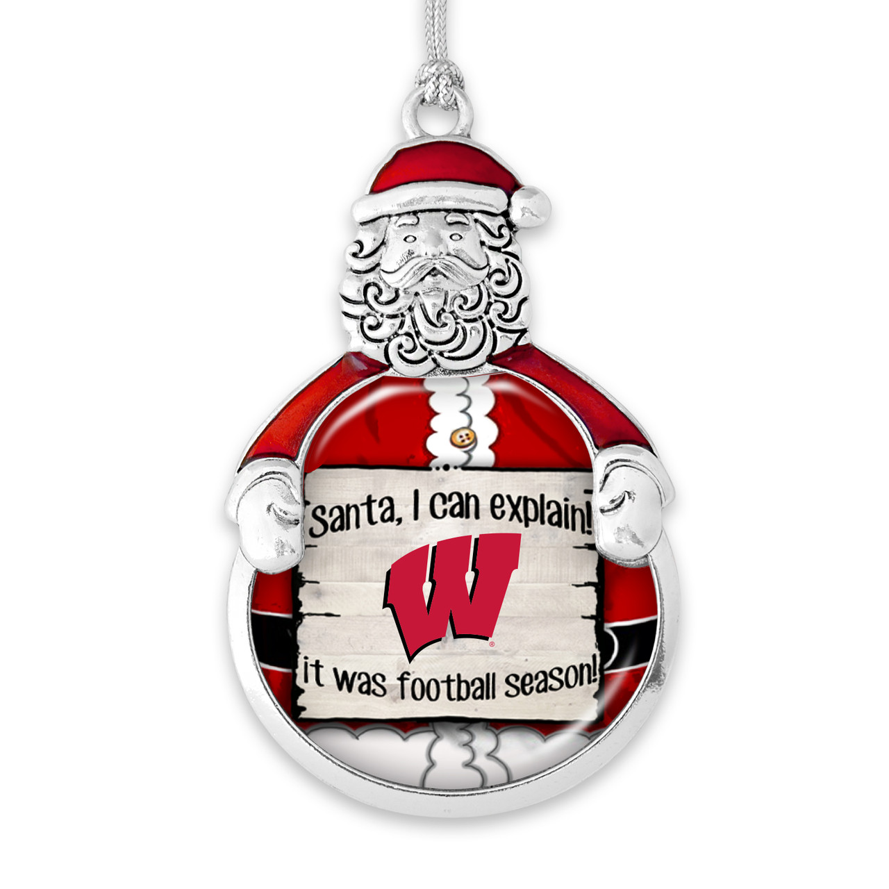 Wisconsin Badgers Christmas Ornament- Santa,... Its Football Season
