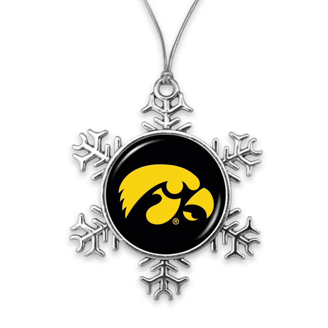 Iowa Hawkeyes Christmas Ornament- Snowflake with Team Logo