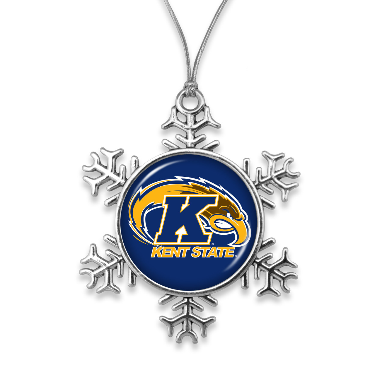 Kent State Golden Flashes Christmas Ornament- Snowflake with Team Logo