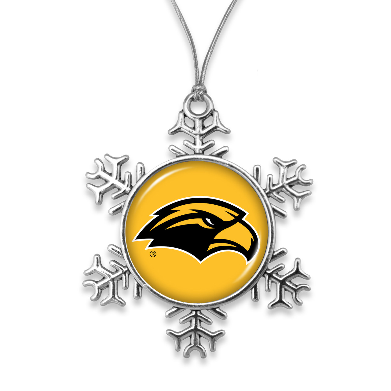 Southern Miss Golden Eagles Christmas Ornament- Snowflake with Team Logo