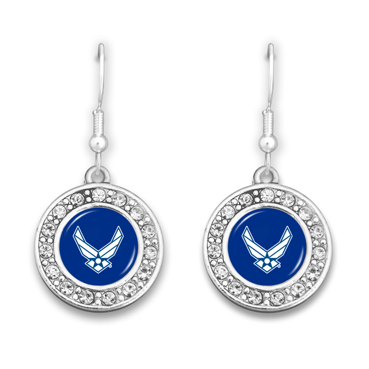 U.S. Air Force® Earrings- Small Crystal Round