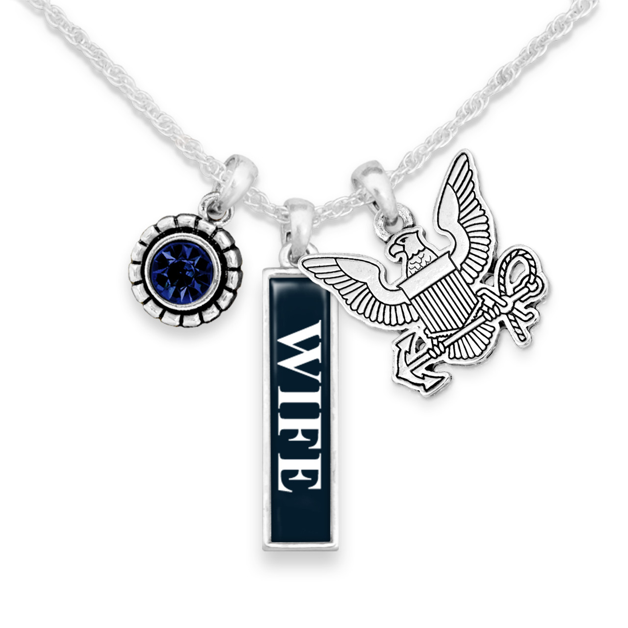 U.S. Navy® Necklace- Triple Charm- Vertical Wife