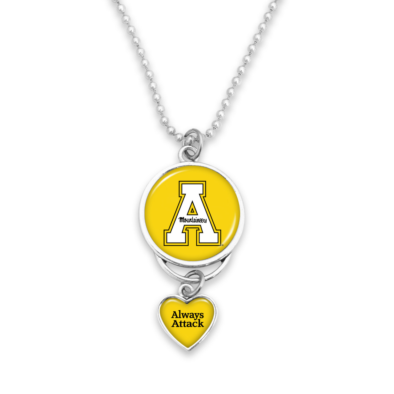 Appalachian State Mountaineers Car Charm- Rear View Mirror Heart Charm and Spirit Slogan