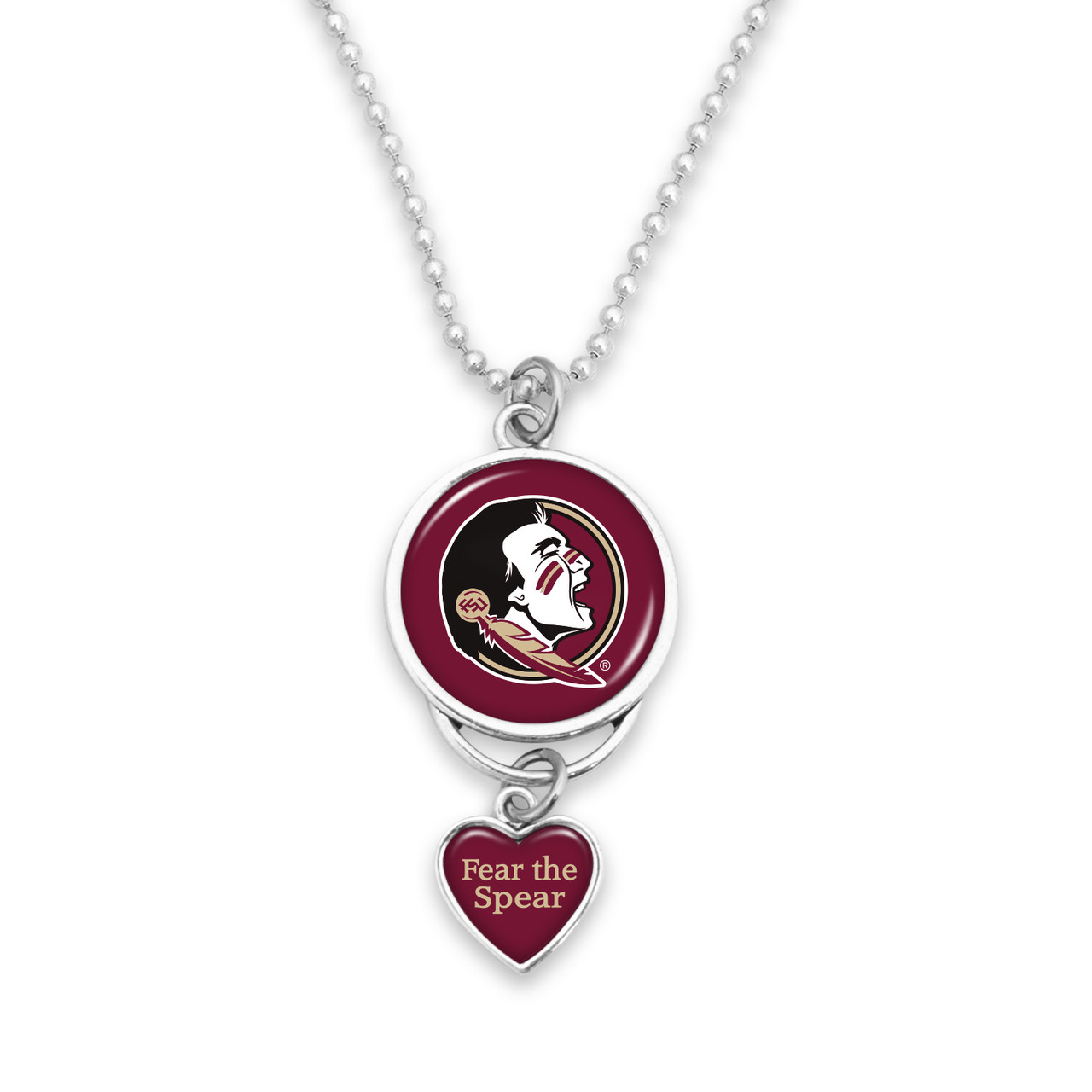 Florida State Seminoles Car Charm- Rear View Mirror Heart Charm and Spirit Slogan