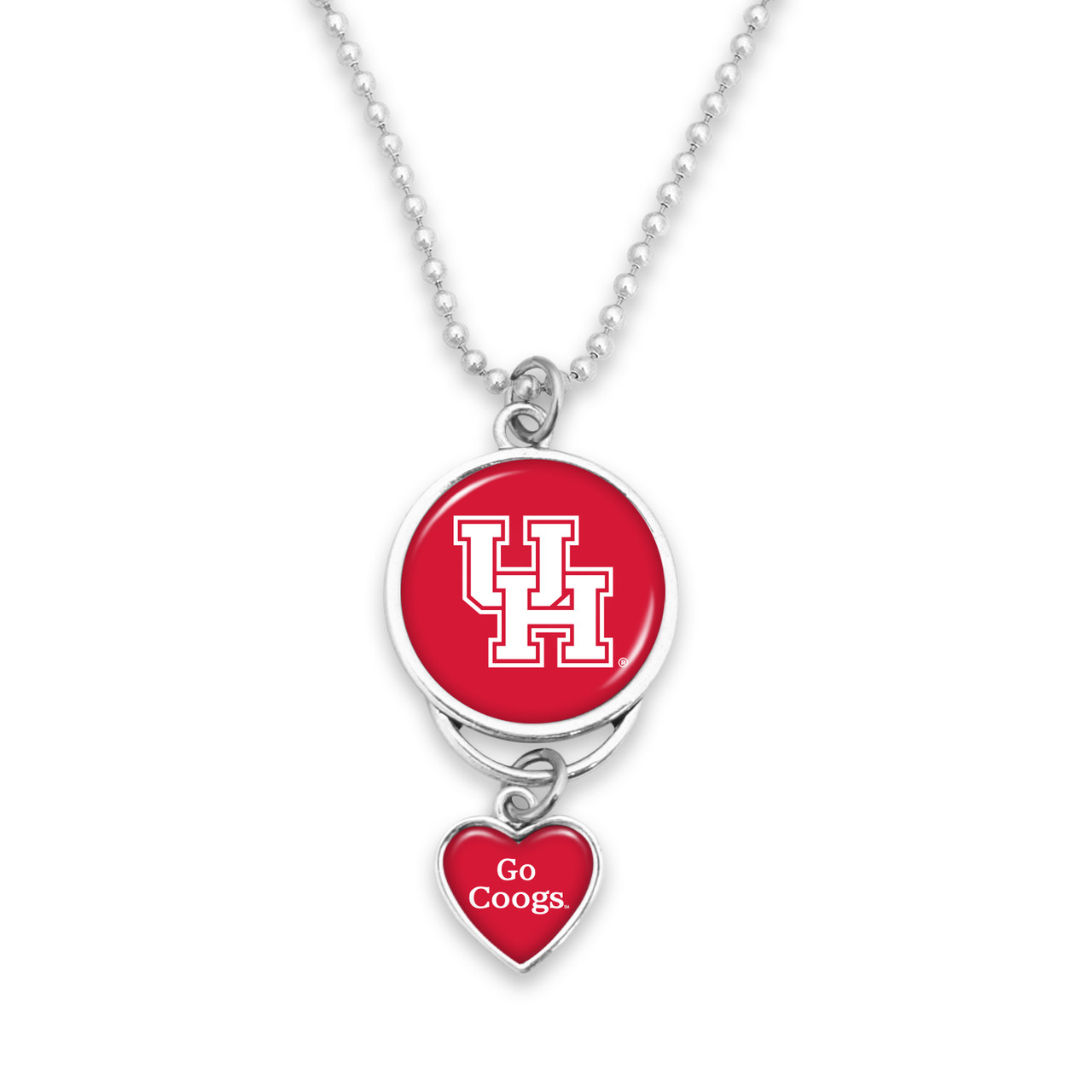 Houston Cougars Car Charm- Rear View Mirror Heart Charm and Spirit Slogan