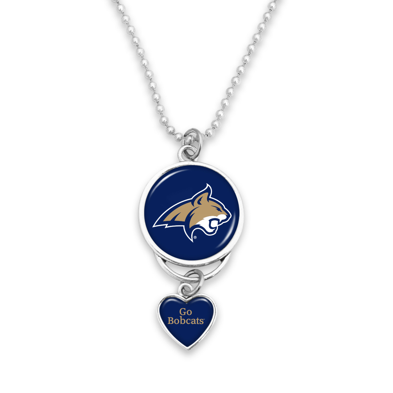 Montana State Bobcats Car Charm- Rear View Mirror Heart Charm and Spirit Slogan