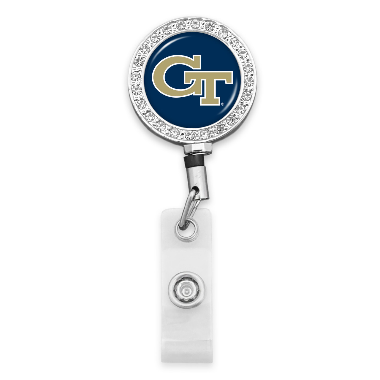 Georgia Tech Yellow Jackets Belt Clip Badge Reel- Crystal