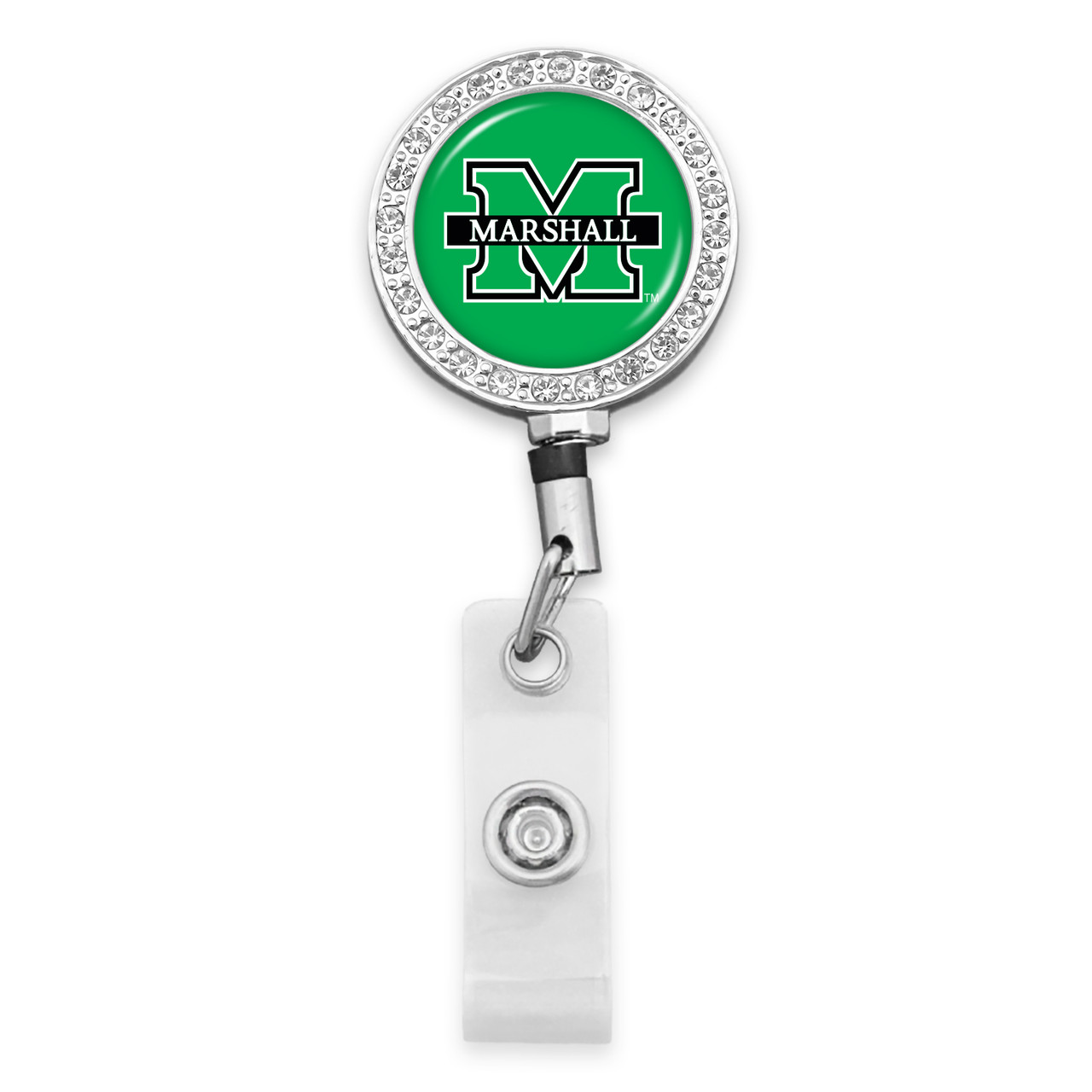 Marshall Thundering Herd Belt Clip Badge Reel- Crystal