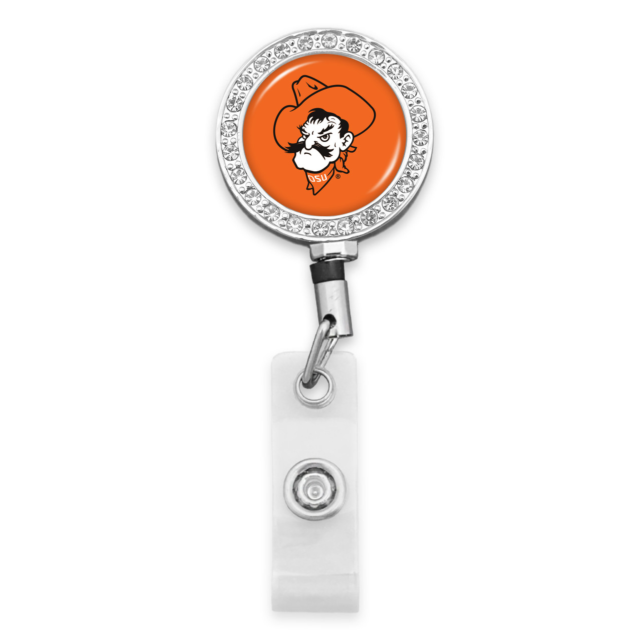 Oklahoma State Cowboys Belt Clip Badge Reel- Crystal