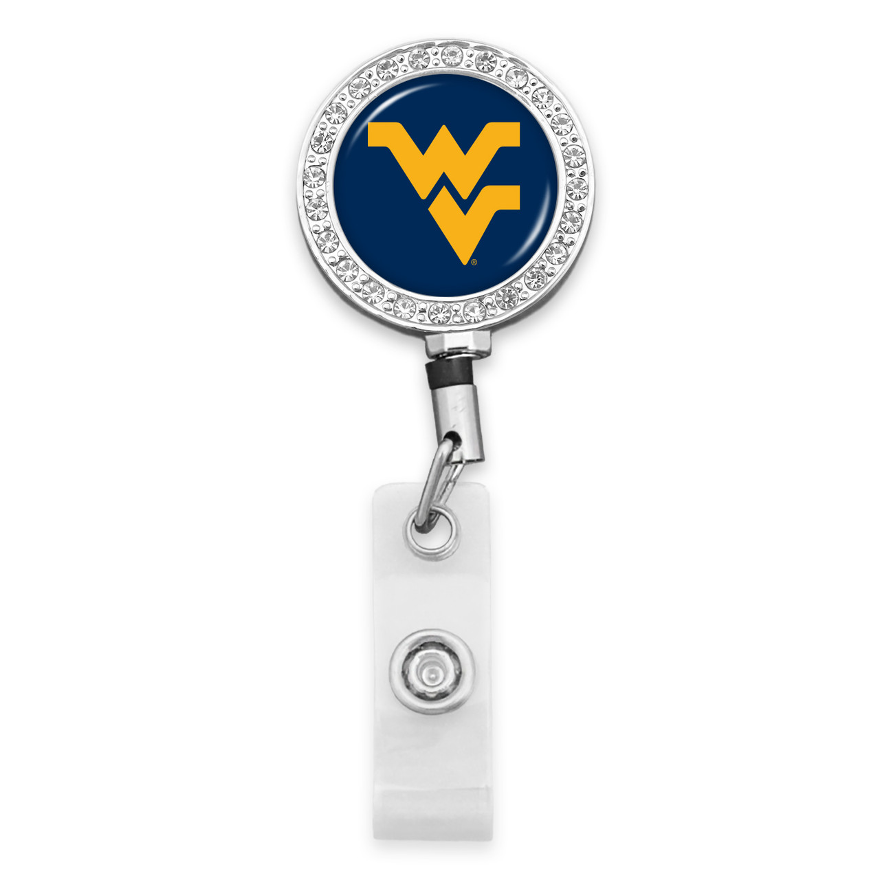 West Virginia Mountaineers Belt Clip Badge Reel- Crystal