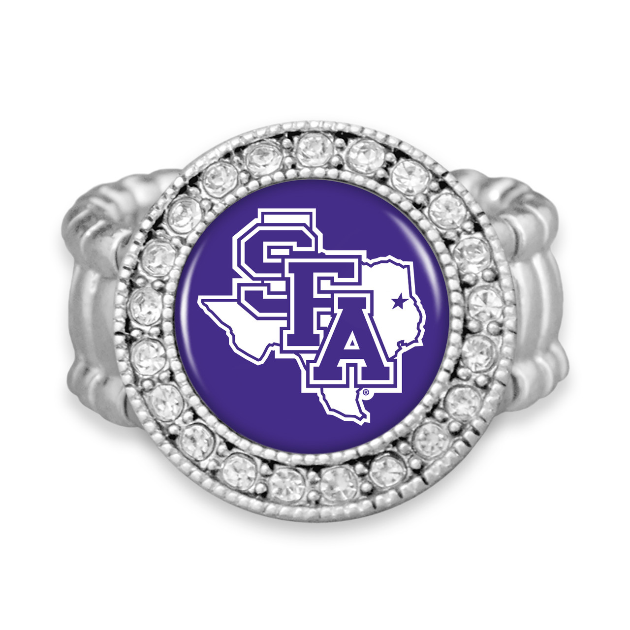 Stephen F. Austin State Lumberjacks Stretch Ring- Crystal Round