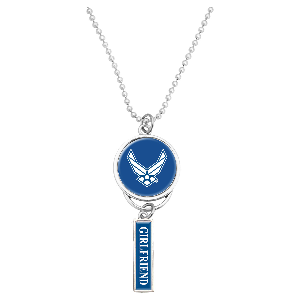 U.S. Air Force® Car Charm- U.S.A.F.® Logo with Girlfriend - Hangs from your vehicle rear view mirror.