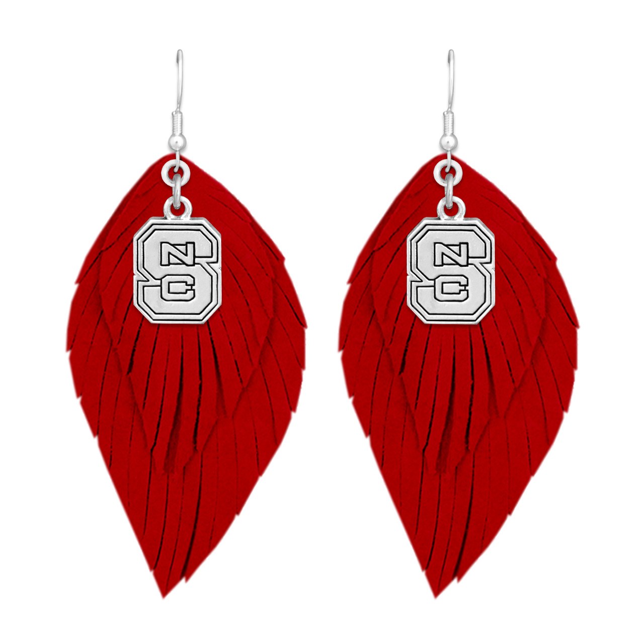 NC State Wolf Pack Earrings- Boho with Silver Logo Charm